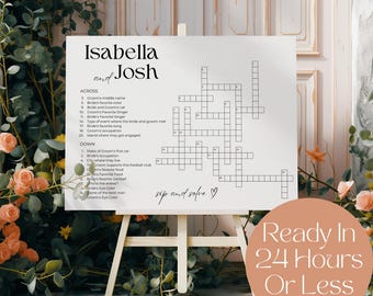 Sip and Solve Done for You, Personalized Wedding Crossword Puzzle, Customized Wedding Game, Interactive Fun Wedding Activity