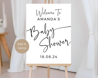 Minimal Baby Shower Welcome Sign, Editable Template, Minimal Baby Shower Sign, Minimalist Baby Shower Welcome Poster, Minimal Welcome Sign