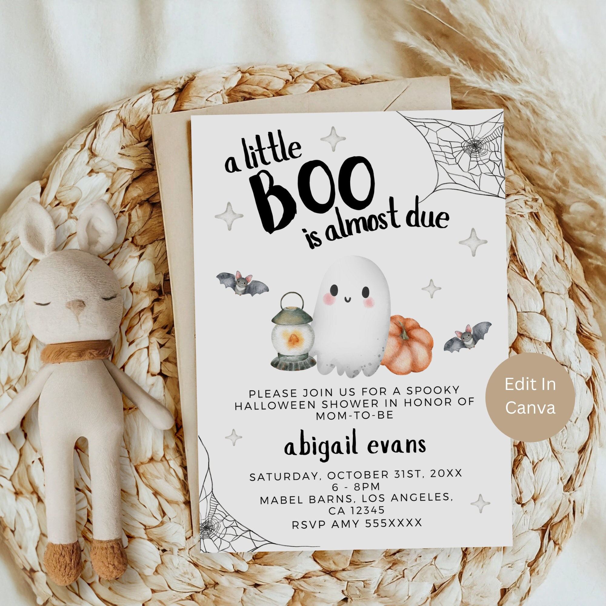 A Little Boo is Almost Due Baby Shower Invitation, Halloween Baby ...