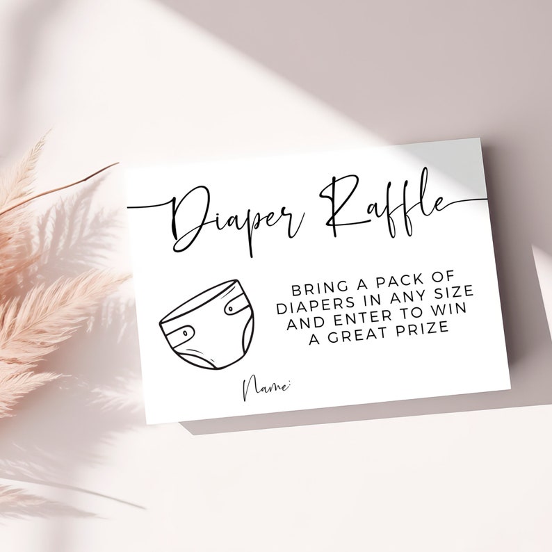 Diaper Raffle Container. Sign Baby Shower Diaper Raffle Sign and Raffle Ticket, Minimal Baby Shower ...
