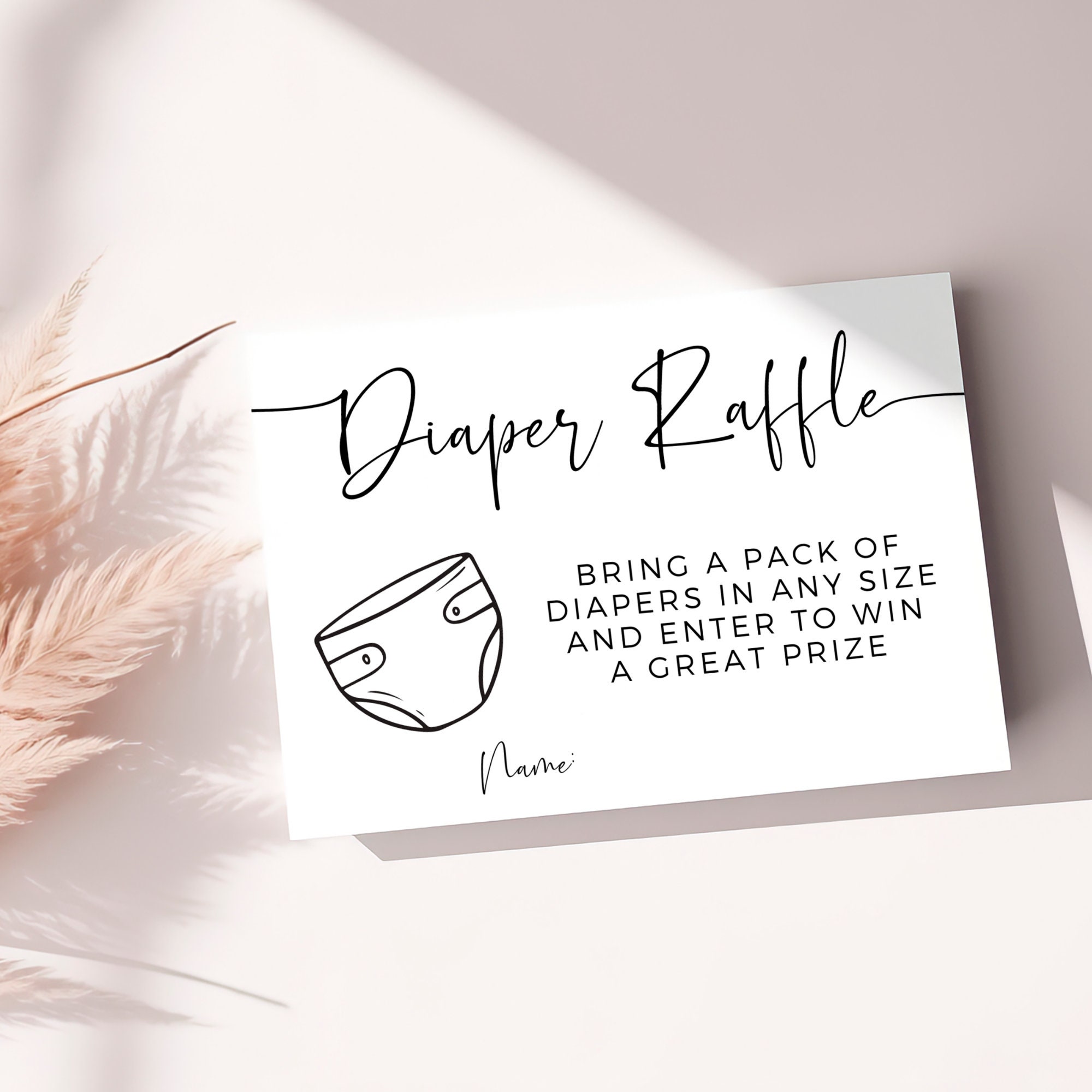Diaiper Raffle Sign Baby Shower Diaper Raffle Sign and Raffle Ticket, Minimal Baby Shower ...