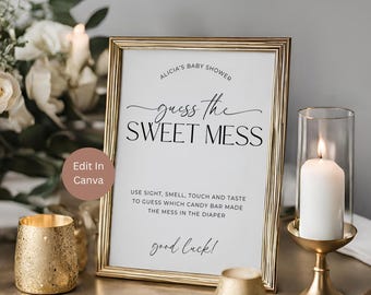 Baby Shower Guess the Sweet Mess Game, Dirty Diaper Game, Instant Download, Fun Baby Shower Activity, Minimal Baby Shower, Candy Game, LPM