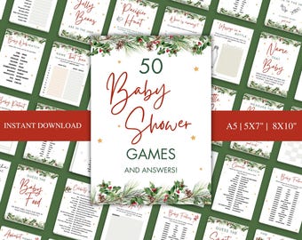 Paquete de juegos para baby shower de Papá Noel, juegos para baby shower de Navidad, actividades para baby shower de invierno, juegos para baby shower de Winter Wonderland, LB0036