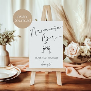 Mom-Osa Bar Sign, Baby Shower Bar Sign, Baby Shower Drinks Sign, Instant Download, Gender Neutral, Printable Baby Shower Momosa Bar Sign