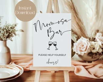 Mom-Osa Bar Sign, Baby Shower Bar Sign, Baby Shower Drinks Sign, Instant Download, Gender Neutral, Printable Baby Shower Momosa Bar Sign PDF