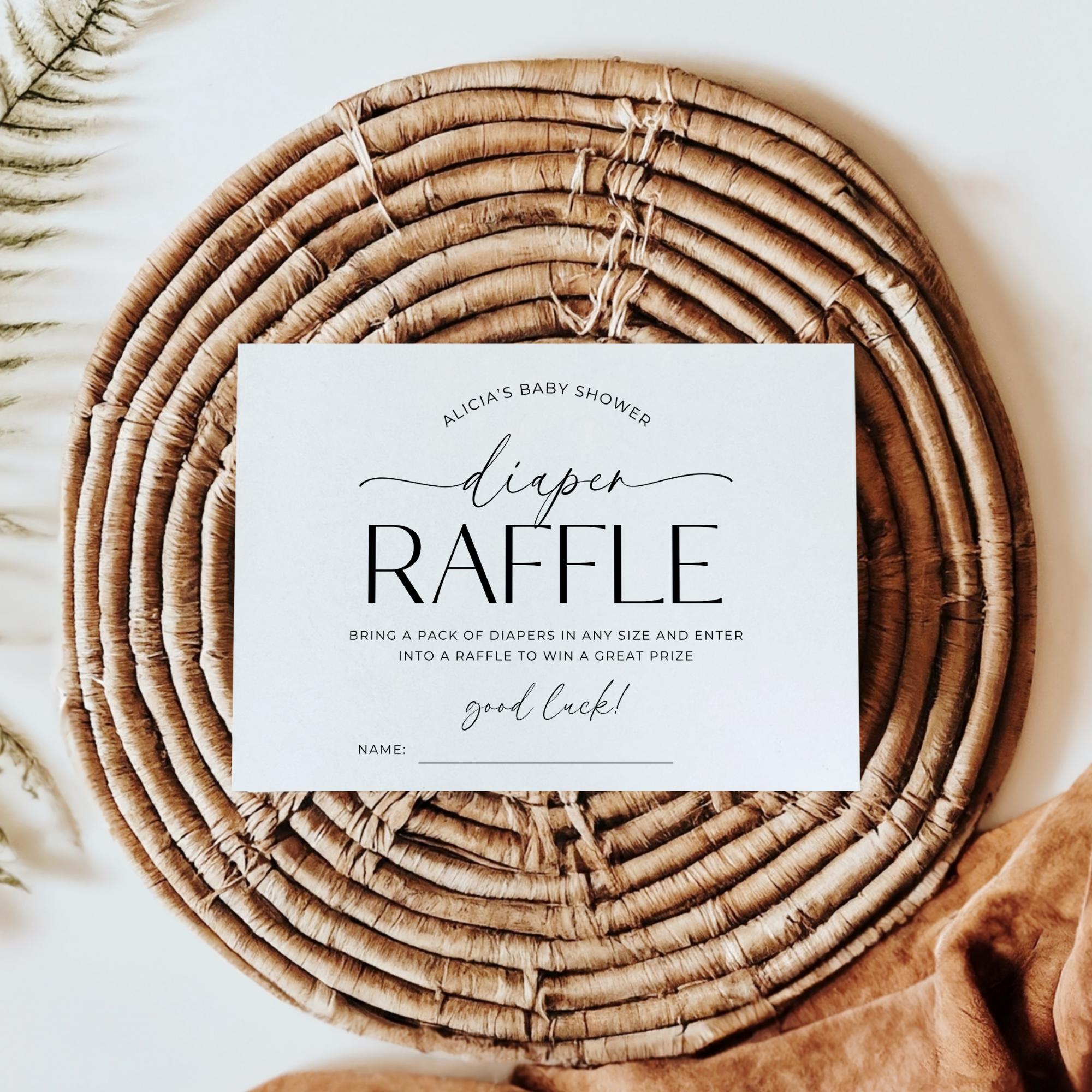 Diaiper Raffle Sign Baby Shower Diaper Raffle Sign and Raffle Ticket, Minimal Baby Shower ...
