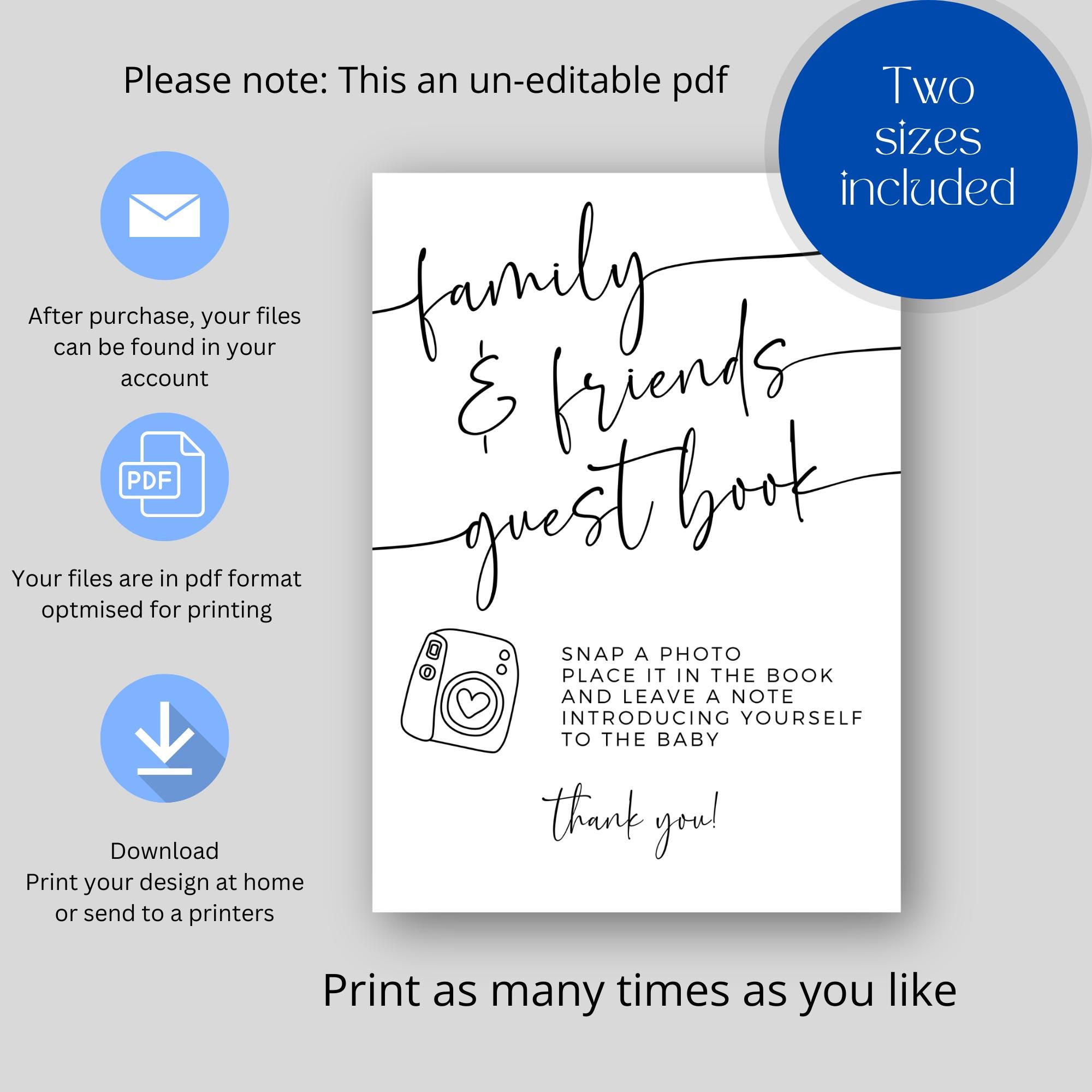 Minimalist Polaroid Photo Guest Book Sign, Baby Shower Decor, Instant ...