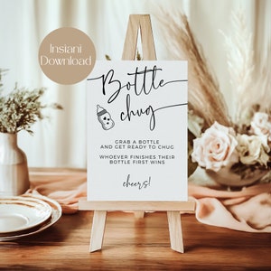 Bottle Chug Game, Baby Shower Game, Baby Shower Activity, Baby Shower Bottle Chug Game, Printable Sign, Minimal Baby Shower,Instant Download