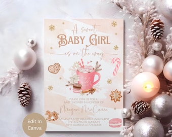 Winter Baby Shower Invite, Baby It's Cold Outside Invite, Hot Chocolate Baby Shower, Hot Cocoa, Gingerbread, Christmas Baby Shower, LB0042