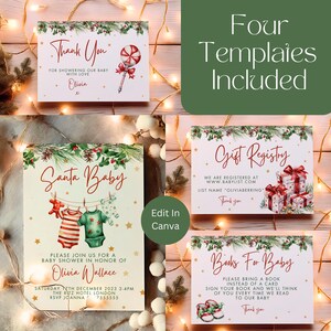 Santa Baby Baby Shower Invite Bundle, Winter Baby Shower, Christmas Baby Shower Bundle, Editable Invite, Winter Wonderland Baby, LB0036