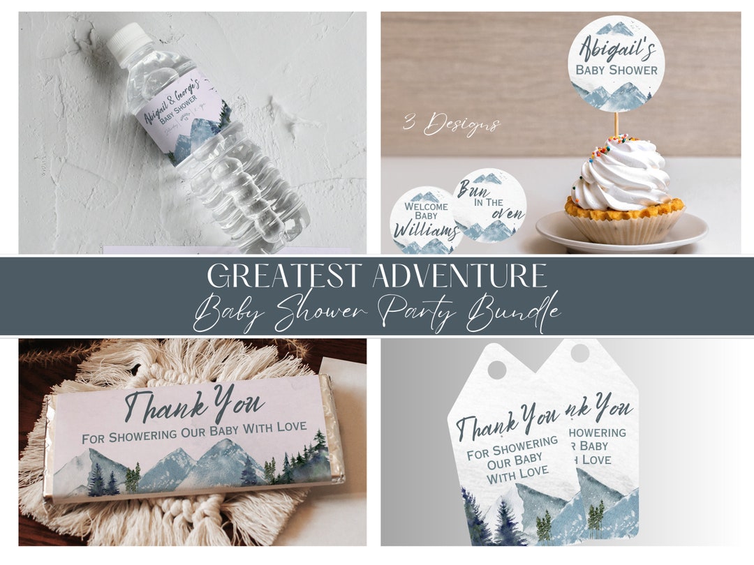Greatest Adventure Editable Baby Shower Party Favor Bundle, Hershey ...