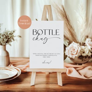 Baby Bottle Chug Game, Baby Shower Game, Baby Shower Activity, Baby Shower Sign, Printable Sign, Minimal Baby Shower, Instant Download, LMD