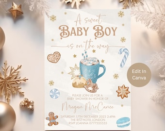 Winter Baby Shower Invite, Baby It's Cold Outside Invite, Hot Chocolate Baby Shower, Hot Cocoa, Gingerbread, Christmas Baby Shower, LB0043