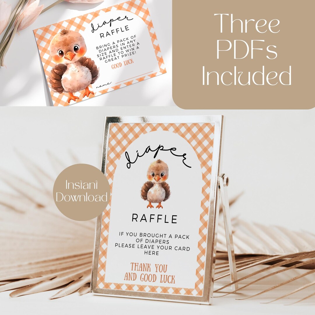 A Little Turkey is on the Way Baby Shower Diaper Raffle Sign and Raffle ...
