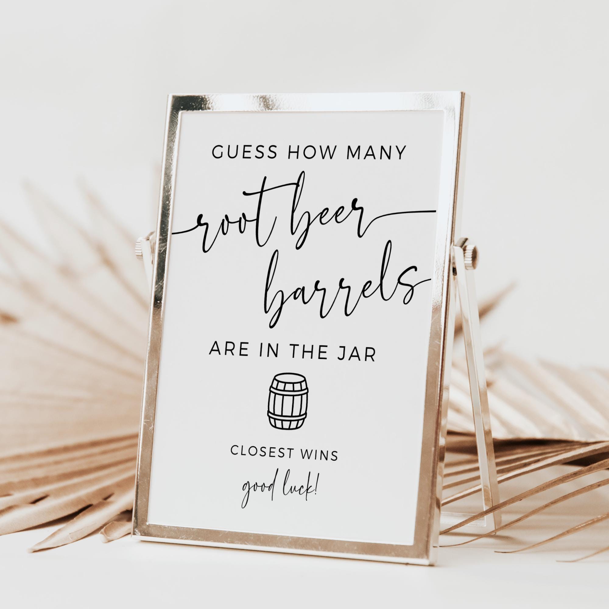 Guess How Many Root Beer Barrels Baby Shower Game, Minimalist Printable ...