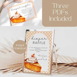 A Little Cutie Pie Is On The Way Baby Shower Diaper Raffle Sign And Raffle Ticket, thanksgiving pumpkin pie Baby Shower Diaper Raffle, LCP