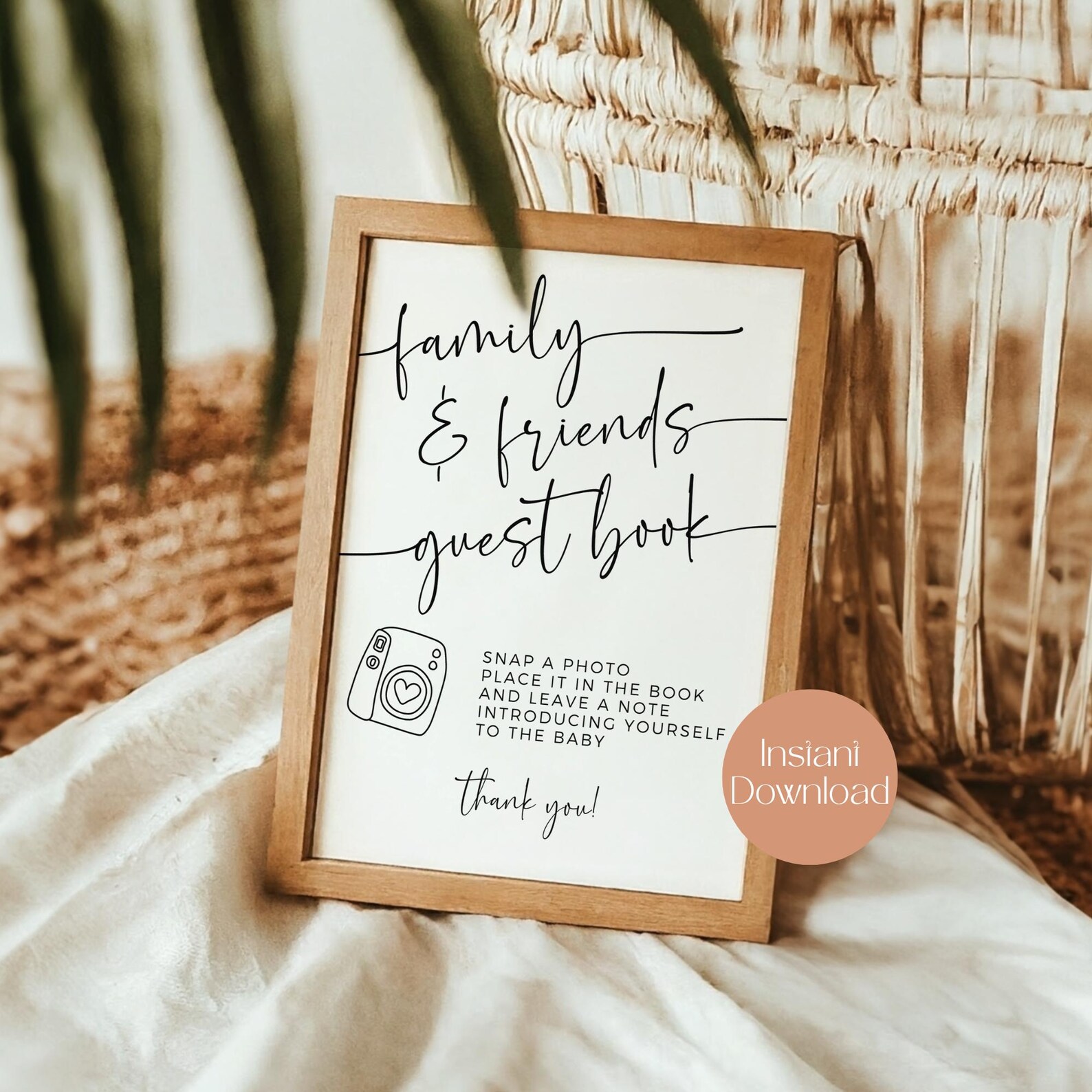 Minimalist Polaroid Photo Guest Book Sign, Baby Shower Decor, Instant ...
