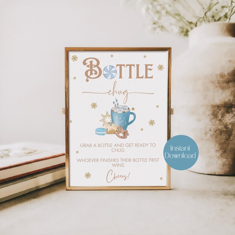 Baby Bottle Chug Game, Hot Chocolate Baby Shower, Christmas Baby Shower