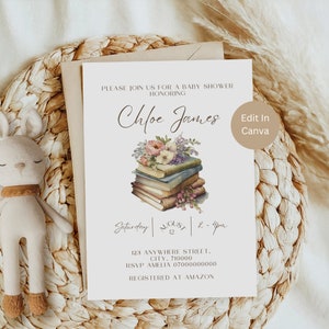 Book Baby Shower Invitation, Storybook Baby Shower Invitation Editable, Book Themed Baby Shower Invite, A New Chapter Baby Shower, LB1002