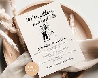 LGBTQ+ Wedding Invitation, Invitation Template For Same Sex Weddings, Lesbian Wedding Invite, jasmine
