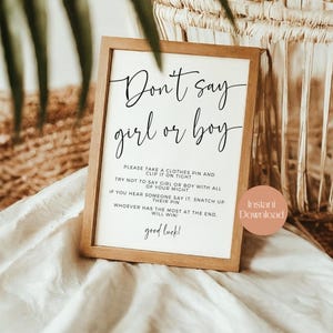 Don&#39;t Say Girl Or Boy Game, Printable Baby Shower Game Sign, Instant Download, Fun Baby Shower Activity, Don&#39;t Say Baby Game, Gender Neutral