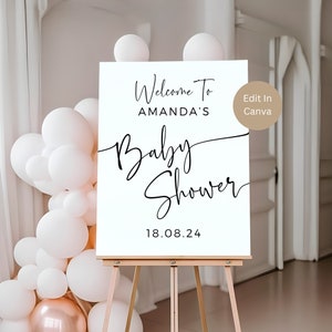 Welcome Sign For Baby Shower, Editable Template, Minimal Baby Shower Sign, Minimalist Baby Shower Welcome Poster, Gender Neutral, Printable