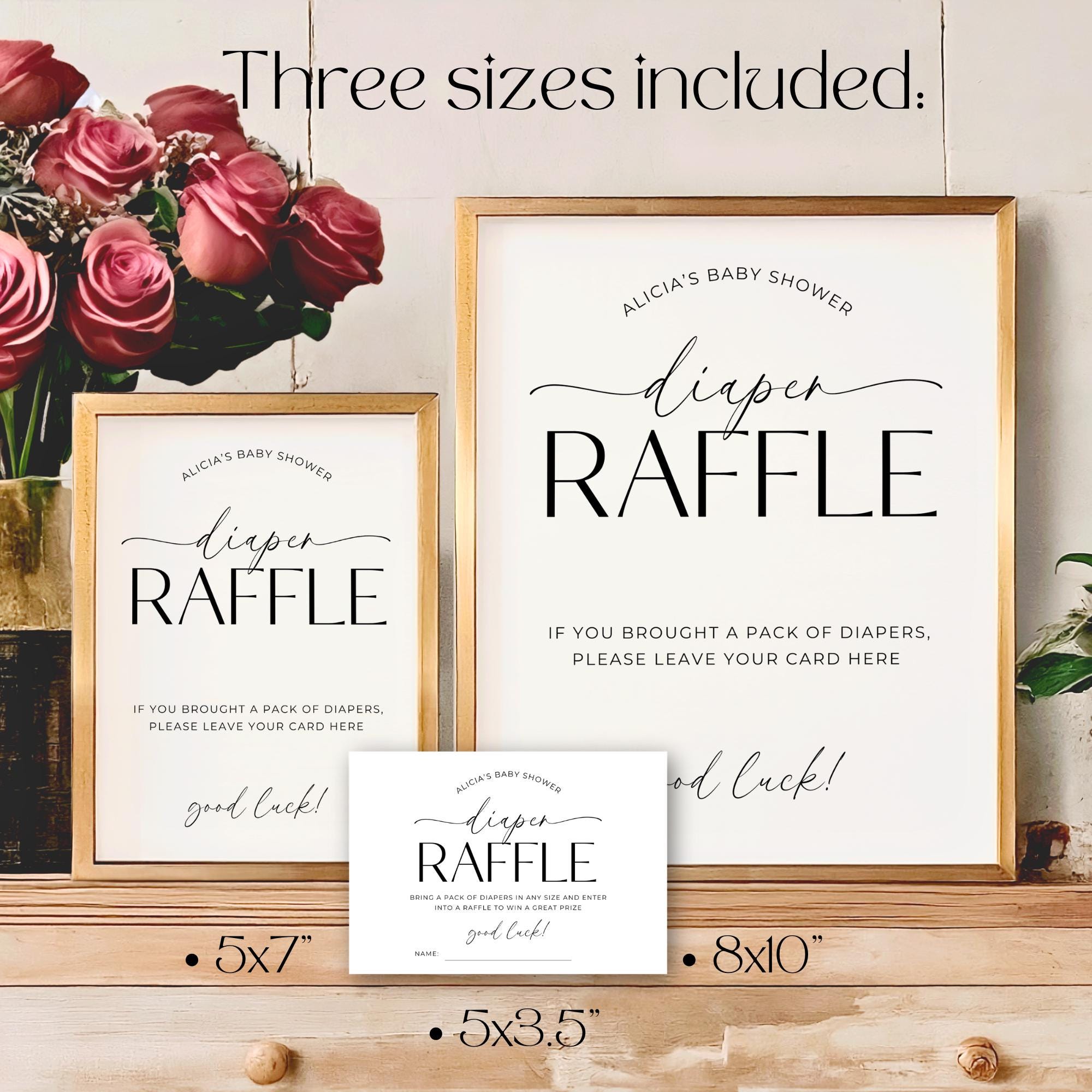 Baby Shower Diaper Raffle Sign and Raffle Ticket, Minimal Baby Shower ...
