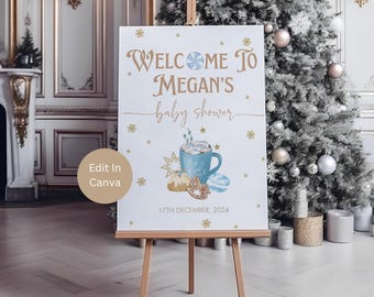 Winter Baby Shower Welcome Sign, Baby It's Cold Outside, Hot Chocolate Baby Shower, Hot Cocoa, Gingerbread, Christmas Baby Shower, LB0043