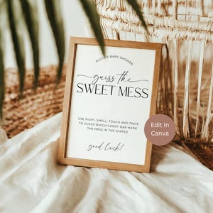 Baby Shower Guess the Sweet Mess Game, Dirty Diaper Game, Instant Download, Fun Baby Shower Activity, Minimal Baby Shower, Candy Game, LPM