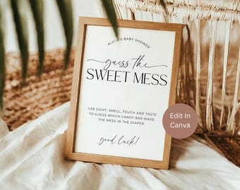 Baby Shower Guess the Sweet Mess Game, Dirty Diaper Game, Instant Download, Fun Baby Shower Activity, Minimal Baby Shower, Candy Game, LPM
