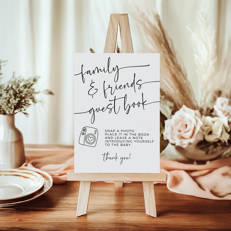 Minimalist Polaroid Photo Guest Book Sign, Baby Shower Decor, Instant ...