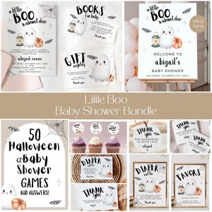 A Little Boo Is Almost Due Baby Shower Party Bundle, Halloween Baby Shower Invite, Autumn Baby Shower, Instant Download, Fall Shower, LBG