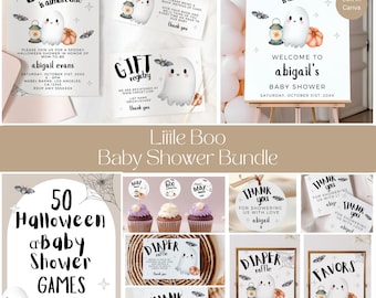 A Little Boo Is Almost Due Baby Shower Party Bundle, Halloween Baby Shower Invite, Autumn Baby Shower, Instant Download, Fall Shower, LBG