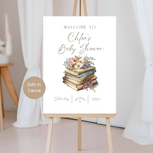Storybook Baby Shower Welcome Sign, Gender Neutral, Once Upon A Time, A New Chapter Baby Shower Welcome Sign, Instant Download, LB1002
