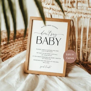 Dont Say Baby Sign Game Printable, Baby Shower Clothespin Game Sign, Fun Baby Shower Activity, Minimal Baby Shower, Gender Neutral, LPM