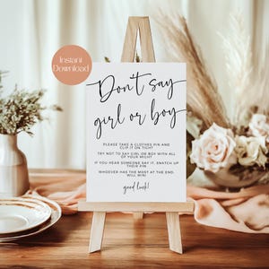 Don&#39;t Say Girl Or Boy Game, Printable Baby Shower Game Sign, Instant Download, Fun Baby Shower Activity, Don&#39;t Say Baby Game, Gender Neutral