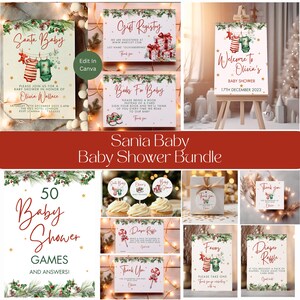 Santa Baby Shower Bundle, Christmas baby shower party bundle, Winter Wonderland baby shower, Merry Little baby shower games bundle, LB0036