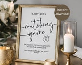 Matching Socks Baby Shower Sign, Baby Shower Activity, Baby Shower Game, Printable Baby Shower Sign, Minimal Baby Shower,Instant Download