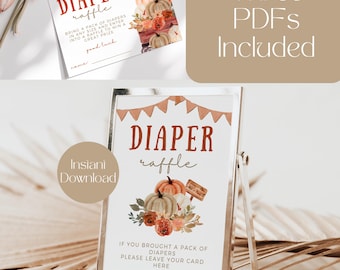 A Little Pumpkin Is On The Way Baby Shower Diaper Raffle Sign And Raffle Ticket, autumn Baby Shower Diaper Raffle, fall baby shower, LPW