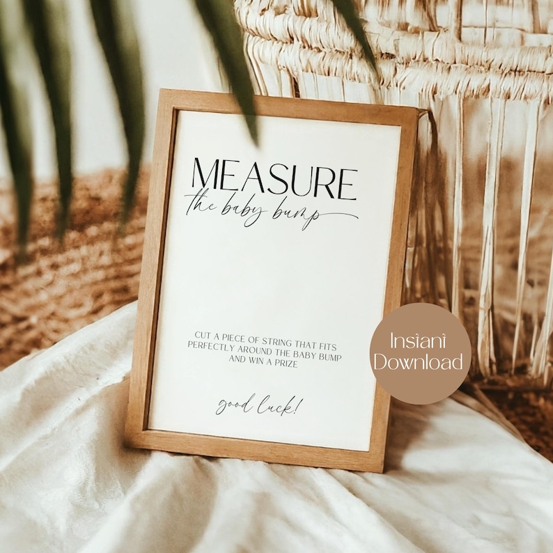Measure the Baby Bump Baby Shower Game Printable Sign, Boho Baby Bump ...