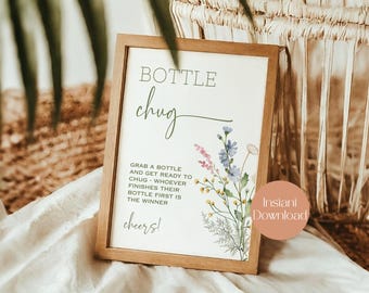 Wildflower Bottle Chug Baby Shower Game, Baby In Bloom, Printable Sign Instant Download, LB0031