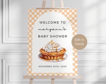 A Little Cutie Pie Is On The Way Baby Shower Welcome Sign, Thanksgiving Baby Shower, Autumn Baby Shower, Sweet As Pie Baby, template, LCP