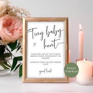 Tiny Baby Hunt Game Sign, Find the Babies, Baby Shower Game Sign, Instant Download, Fun Baby Shower Activity, Minimal Baby Shower, Download