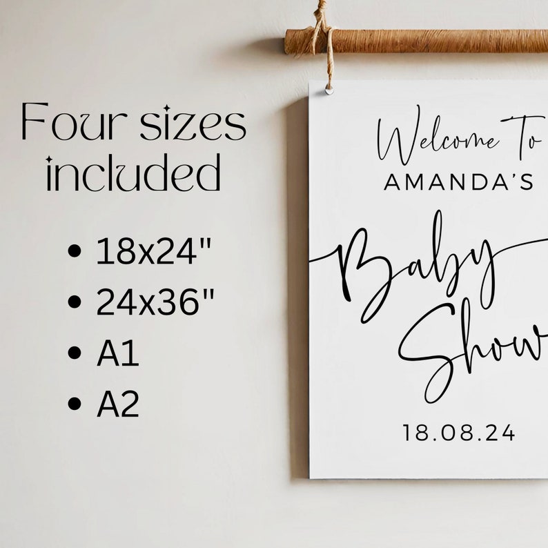 Signo de bienvenida para baby shower, plantilla editable, signo mínimo ...