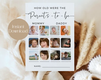 Guess The Parents Age Baby Shower Game, How Old Were They, Baby Shower Game How Old Were The Parents-To-Be, Baby Shower Activity, Minimal