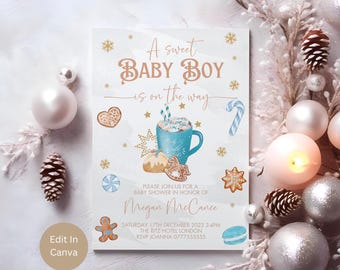Winter Baby Shower Invite, Baby It's Cold Outside Invite, Hot Chocolate Baby Shower, Hot Cocoa, Gingerbread, Christmas Baby Shower, LB0043