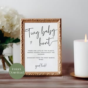 Tiny Baby Hunt Game Sign, Find the Babies, Baby Shower Game Sign, Instant Download, Fun Baby Shower Activity, Minimal Baby Shower, Download