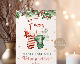 Placa de lembrancinhas de chá de bebê do Papai Noel, decoração de chá de bebê, placa de chá de bebê de inverno, chá de bebê de Natal, chá de bebê do país das maravilhas de inverno, LB0036