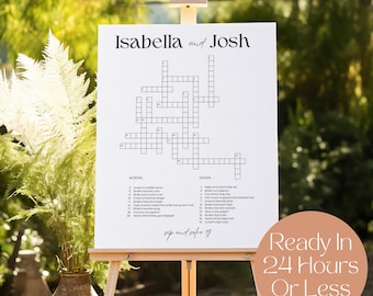 Sip and Solve Done for You, Personalized Wedding Crossword Puzzle, Customized Wedding Game, Interactive Fun Wedding Activity