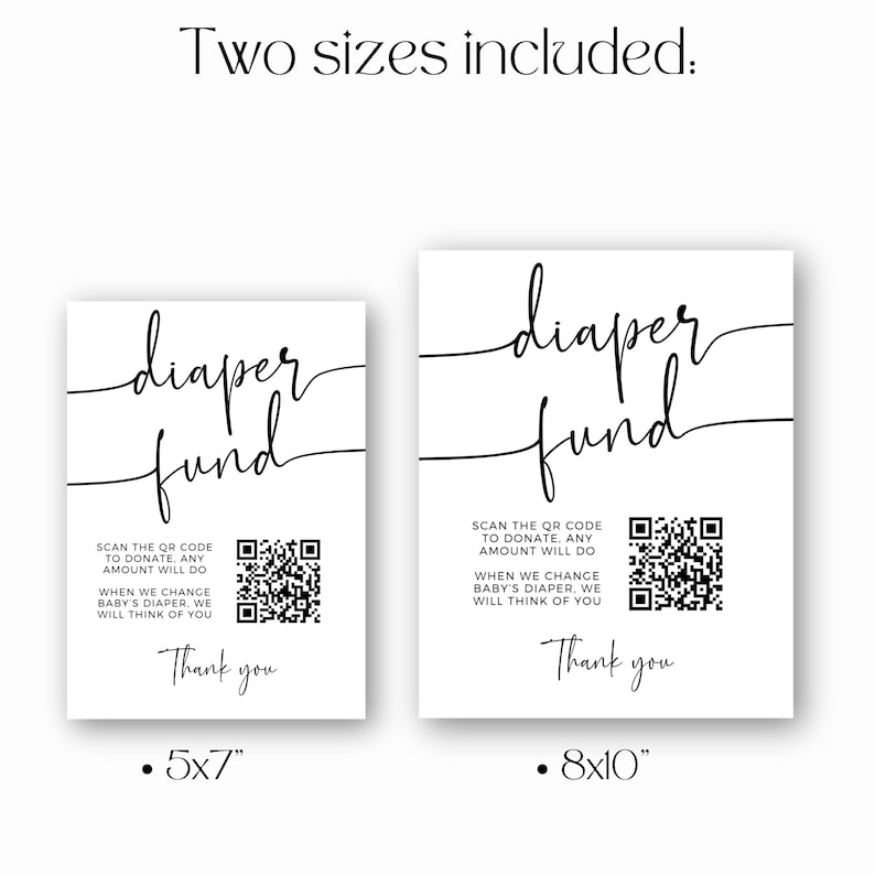 Diaper Fund Sign, Customizable QR Code Baby Shower Template, Editable ...